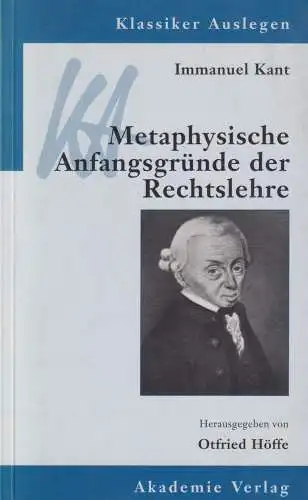 Buch: Metaphysische Anfangsgründe der Rechtslehre, Kant, Immanuel , 1999