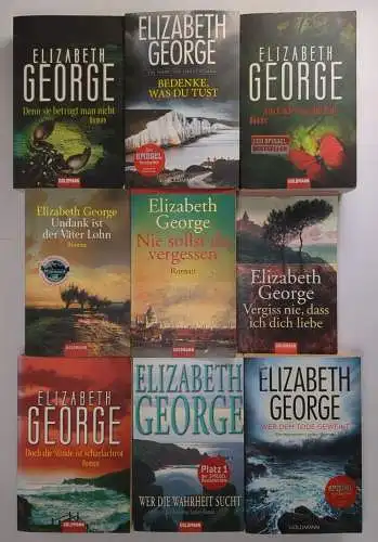 9 Bücher Inspector Lynley, Elizabeth George, Tod, Sünde, Väter Lohn, Wahrheit...