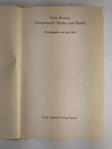 Buch: Fritz Reuter - Gesammelte Werke und Briefe I-IX, 1967, Hinstorff, 9 Bände