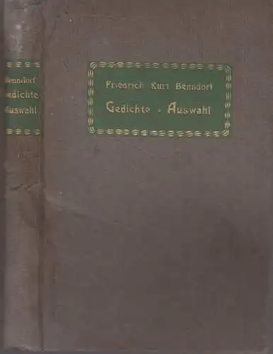Buch: Gedichte, Benndorf, Friedrich Kurt, 1906, Piper Verlag, München, Auswahl