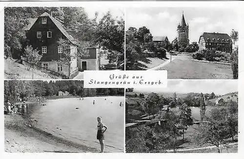 AK Grüß aus Stangengrün i. Erzgeb. gasthof Talmühle. Ortsmitte, gebraucht, gut