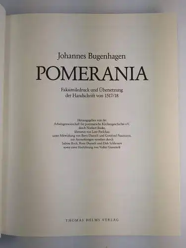 Buch: Pomerania, Johannes Bugenhagen, 2008, Thomas Helms, Faksimile, Übersetzung