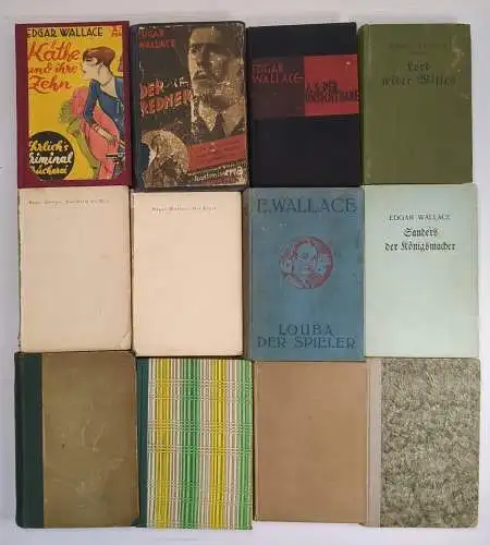 12 Bücher Edgar Wallace: Redner, Hexer, Großfuß, Käthe, Louba, A. S., Sanders...