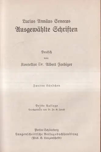 Buch: Seneca - Ausgewählte Schriften, Langenscheidtsche Bibliothek 104, 2 in 1