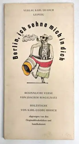 Kartonmappe /w 5 Klappkarten: Berlin, ich sehne mich in dich, Ringelnatz, Hirsch