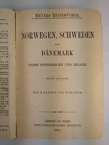 Buch: Norwegen, Schweden und Dänemark, Nebst Island, Meyers Reisebücher, 1914