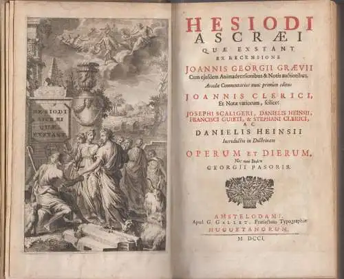 Buch: Hesiodi Ascraei quae exstant. Hesiod, Graecii, Clerici, 1707, G. Gallet