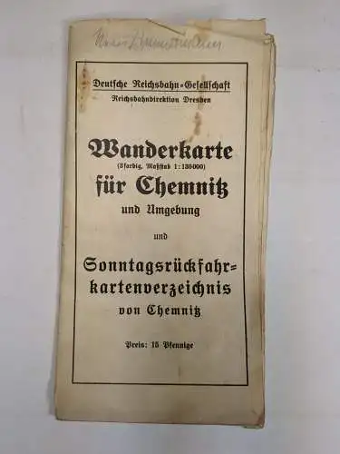 Karte: Wanderkarte für das Gebiet Chemnitz und Umgebung, O. Spohr, gebraucht gut