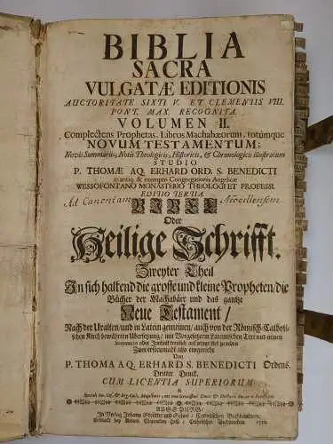 Biblia: Biblia Sacra Latino-Germanica oder Latein-Deutsche Bibel, Erhard, 1730