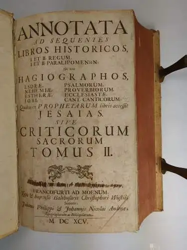 Buch: Biblia Critica, Tomus 2, 1695, Johann Philipp & Johann Nicolai Andrae