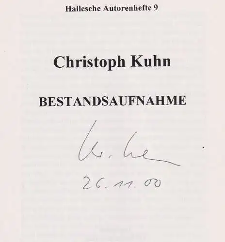 Buch: Bestandsaufnahme, Kuhn, Christoph, 1997, Förderkreis der Schriftsteller