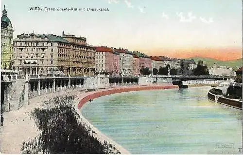 AK Wien. Franz Josefs-Kai mit Donaukanal. ca. 1913, Postkarte. Ca. 1913