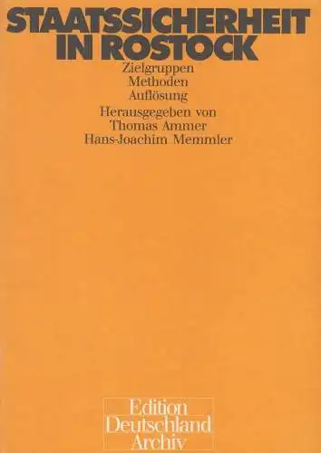 Buch: Staatssicherheit in Rostock, Ammer, Memmler (Hrsg.), 1991, gebraucht, gut