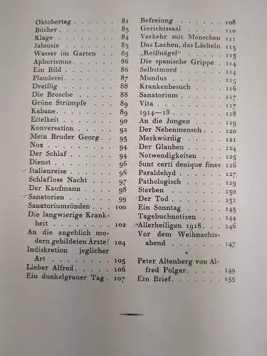 Buch: Der Nachlass von Peter Altenberg, 1925, Alfred Polgar, S. Fischer Verlag