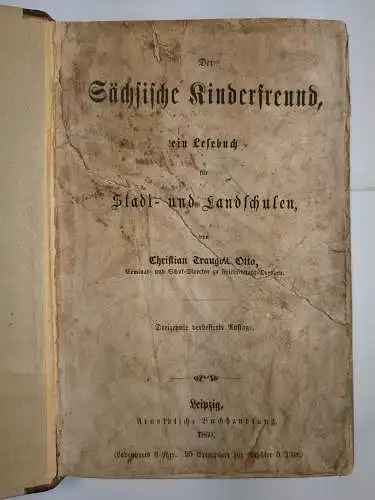 Buch: Der Sächsische Kinderfreund, Chr. T. Otto, 1860, Arnoldsche Buchhandlung