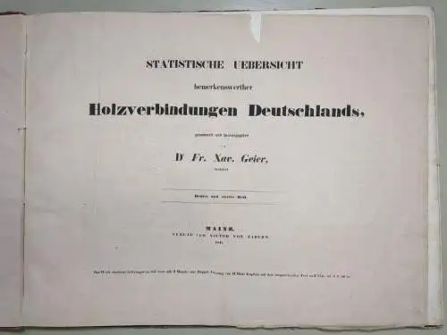 Buch: Statistische Übersicht bemerkenswerther Holzverbindungen Deutschlands 1841