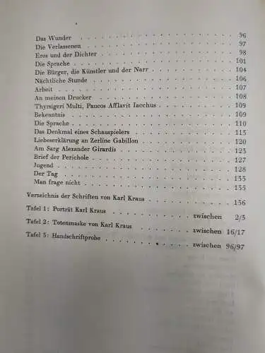 Buch: Karl Kraus. Verschollene und Vergessene, Werner Kraft, 1952, Franz Steiner