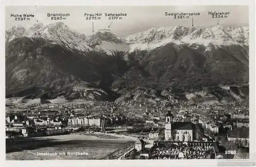 AK Innsbruck mit Nordkette. ca. 1918, Postkarte. Serien Nr, ca. 1918