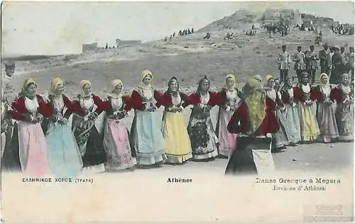 AK Athenes. Danse Grecque a Megara. ca. 1908, Postkarte. Serien Nr, ca. 1908