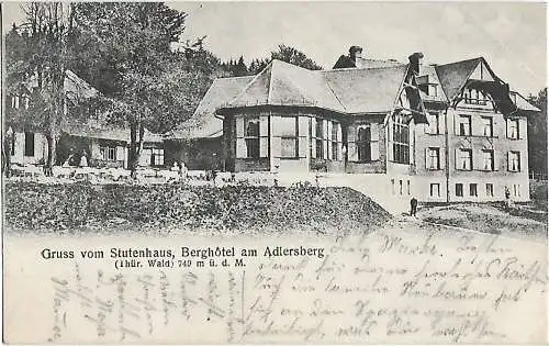 AK Gruss vom Stutenhaus. Berghotel am Adlersberg. ca. 1911, Postkarte. Ca. 1911