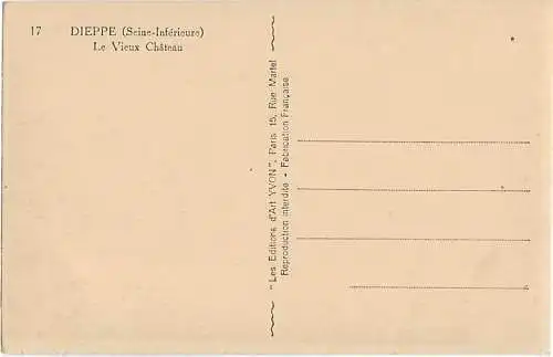 AK Dieppe. Le Vieux Chateau. ca. 1908, Postkarte. Ca. 1908, gebraucht, gut