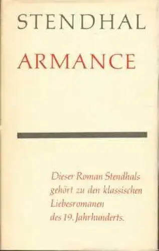 Buch: Armance, Stendhal. Gesammelte Werke, 1972, Rütten & Loening Verlag