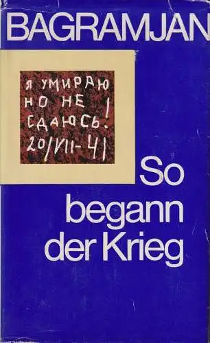 Buch: So begann der Krieg, Bagramjan, I. Ch. 1972, Militärverlag der DDR