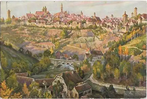 AK Rothenburg o. Tbr. Gesamtansicht. ca. 1928, Postkarte. Ca. 1928