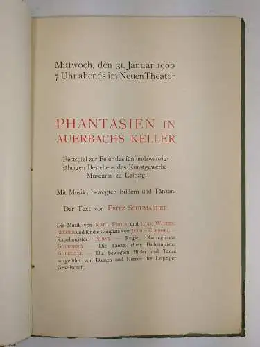 Buch: Festspiel des Kunstgewerbemuseums zu Leipzig, Schumacher, Fritz. 1900