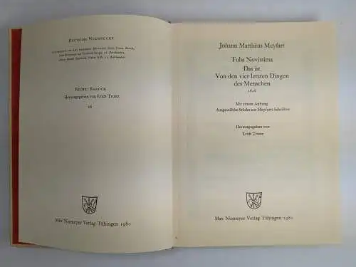 Buch: Tuba novissima. Johann Matthäus Meyfart, 1980, Max Niemeyer, Reprint