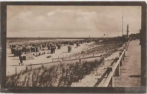 AK Warnemünde. Strand mit Mole. ca. 1917, Postkarte. Serien Nr, ca. 1917