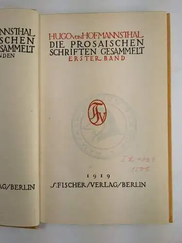 Buch: Die prosaischen Schriften, Hugo von Hofmannsthal. 3 Bände, S. Fischer