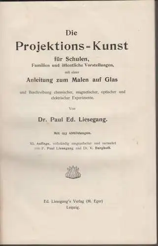 Buch: Die Projektions-Kunst für Schulen, Familien und öffentliche Vorstellungen