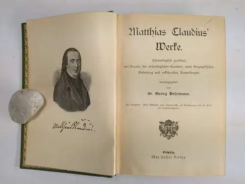 Buch: Matthias Claudius' Werke, Georg Behrmann, 1920, Max Hesses Verlag