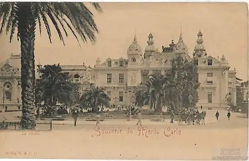 AK Souvenir de Monte Carlo. Le Cazino. ca. 1925, Postkarte. Serien Nr, ca. 1925