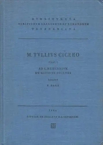 Buch: M. Tulli Ciceronis Scripta Quae Manserunt Omnia Fasc. 1, Cicero, 1964