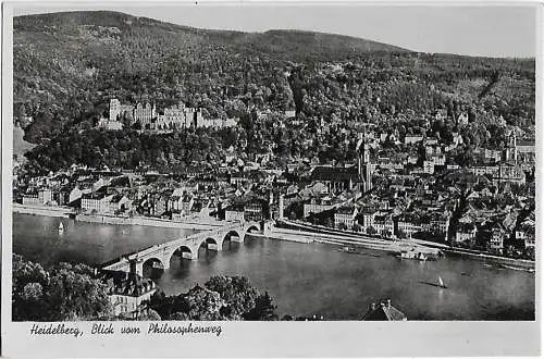 AK Heidelberg. Blick vom Philosophenweg. ca. 1920, Postkarte. Serien Nr