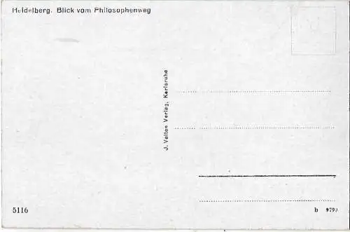 AK Heidelberg. Blick vom Philosophenweg. ca. 1920, Postkarte. Serien Nr