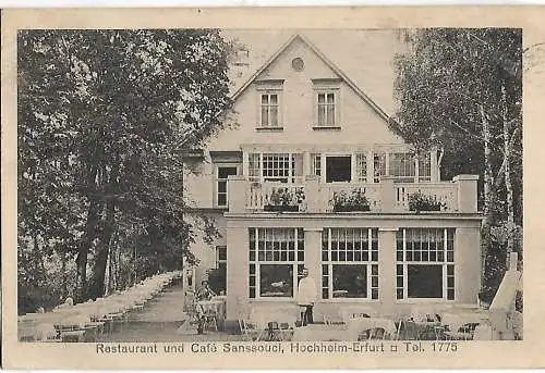 AK Restaurant und Cafe Sanssouci. Hochheim Erfurt. ca. 1914, Postkarte. Ca. 1914