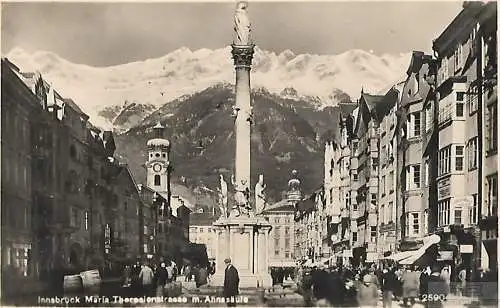 AK Inssbruck. Maria Theresienstrasse m. Annasäule. ca. 1920, Postkarte. Ca. 1920