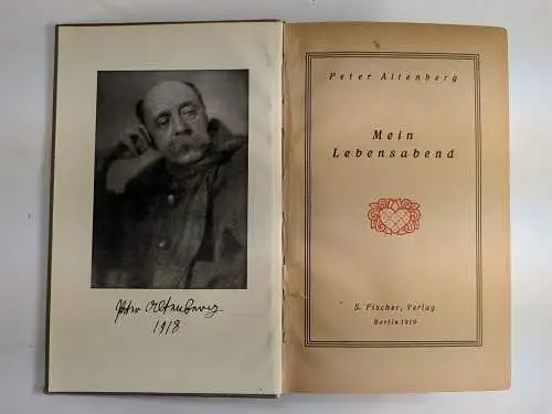 Buch: Mein Lebensabend, Peter Altenberg, 1919, S. Fischer Verlag, gebraucht, gut