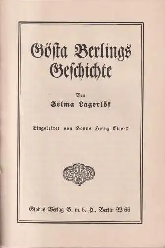 Buch: Gösta Berlings Geschichte. Selma Lagerlöf, Globus Verlag, im Schuber