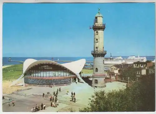 AK Rostock-Warnemünde, Gaststätte Teepott und Leuchtturm, ca. 1969, Heldge