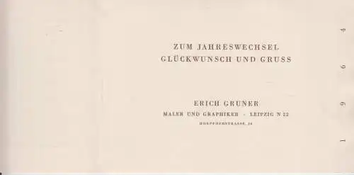 Grafik: Zum Jahreswechsel  Glückwunsch und Gruss - 1964, Gruner, Erich, 1963