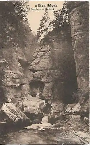 AK Edmundsklamm. Festung. Böhm. Schweiz. ca. 1908, Postkarte. Ca. 1908