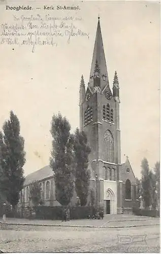 AK Hooghlede. kerk St Amand. ca. 1917, Postkarte. Ca. 1917, gebraucht, gut