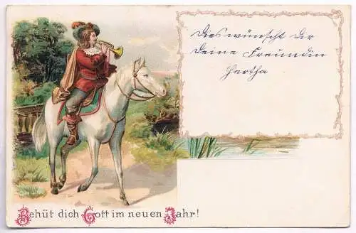 AK Behüt dich Gott im neuen Jahr! Postkarte, gebraucht, gut, gelaufen, Neujahr