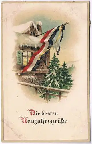 AK Die besten Neujahrsgrüße. Postkarte, ca. 1916, gebraucht, gut, gelaufen