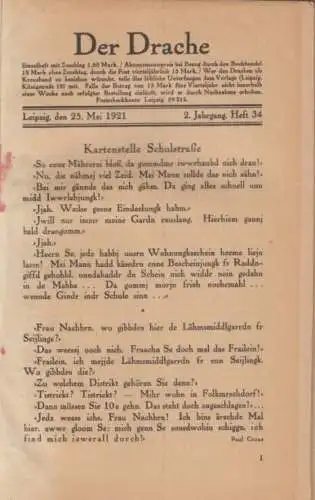 Der Drache. Heft 34-52 2. Jahrgang + Heft 10 / 3. Jahrgang, Reimann, Hans. 1921