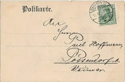 AK Gruss aus Bad Sulza. Schloss Bergsulza. ca. 1903, Postkarte. Ca. 1903